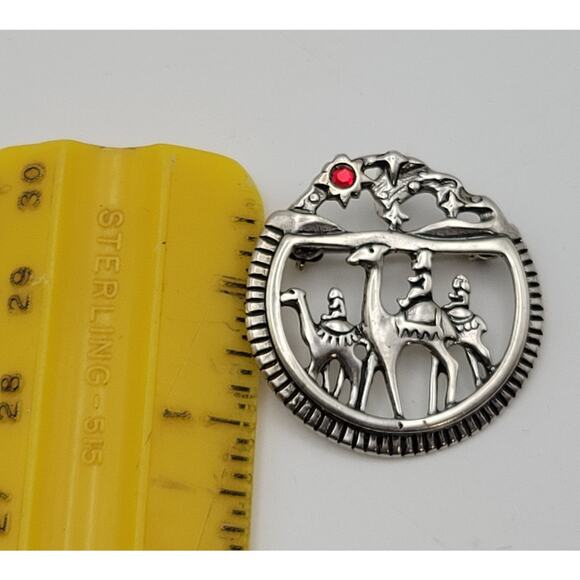 Sterling Silver Three Kings Day Vintage Christmas Pin Brooch 3 Wise Magi Jesus - Picture 16 of 16